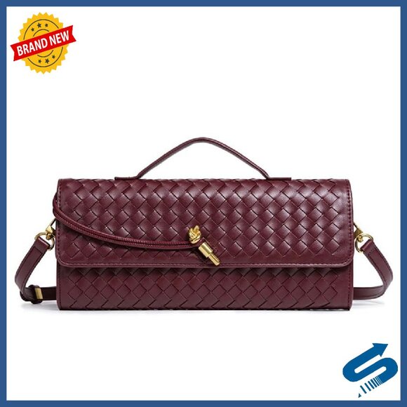 Vegan Leather Evening Clutch with Adjustable Strap, 12.2 Crossbody Bag